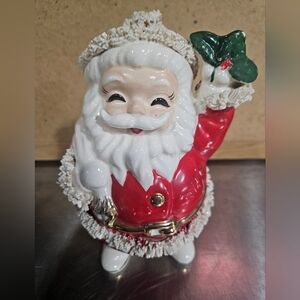Vintage Sphagetti Trim Santa Bank